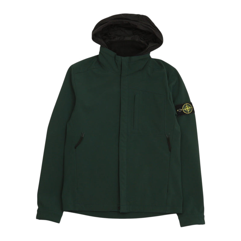 Stone Island A/W 16 Soft Shell-R Hooded Jacket in Green, front
