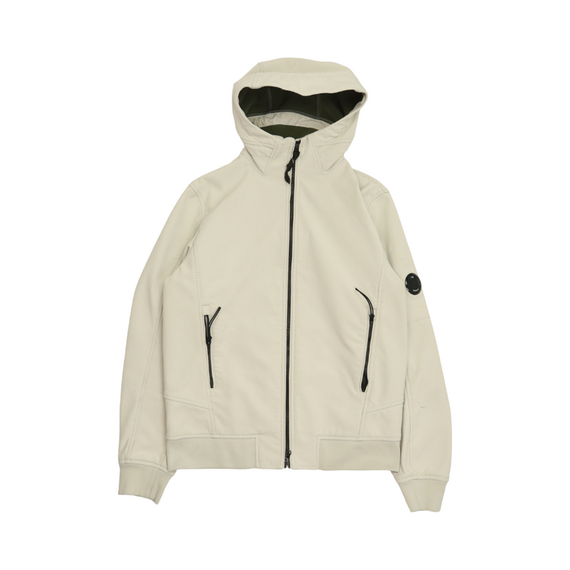 C.P. Company Soft Shell Lens Jacket in White, front