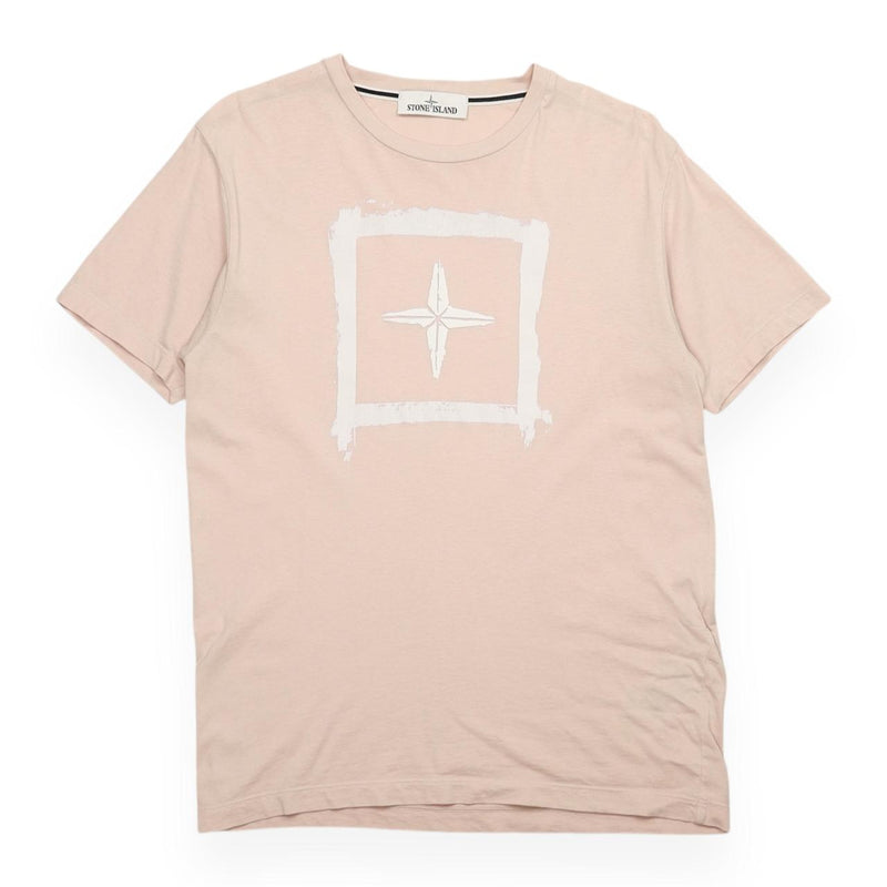 Stone Island S/S 21 Logo Printed T-Shirt in Pink, front