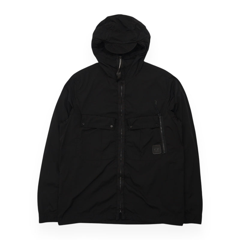 C.P. Company Chrome-R Metropolis Hooded Jacket in Black, front