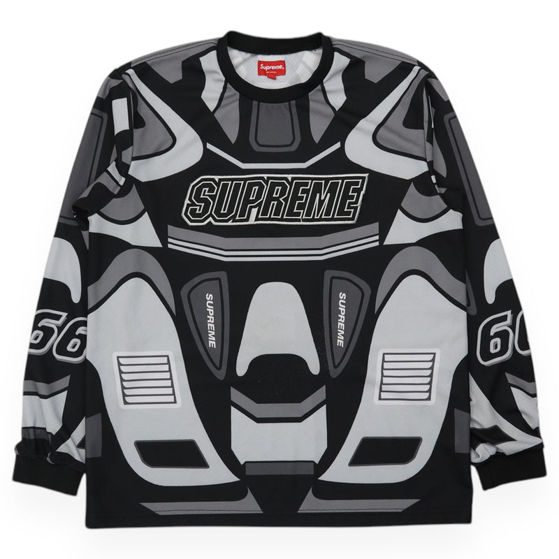 Supreme A/W 22 Decals Moto Jersey in Black, front