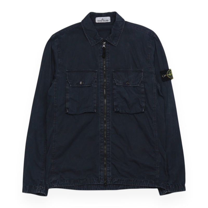 Stone Island A/W 21 2 Pocket Brushed Cotton Overshirt in Navy, front