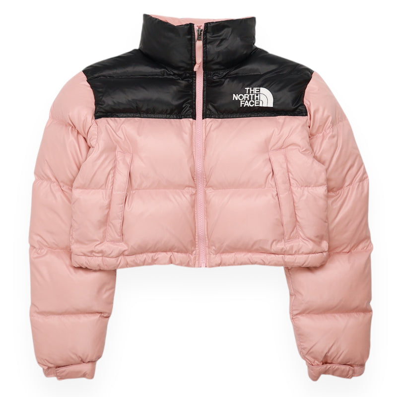 The North Face 700 Cropped Nuptse Puffer Jacket in Pink, front