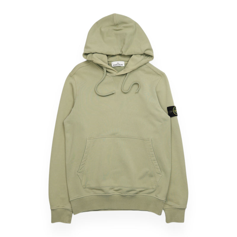 Stone Island S/S 19 Garment Dyed Popover Hoodie in Green, front