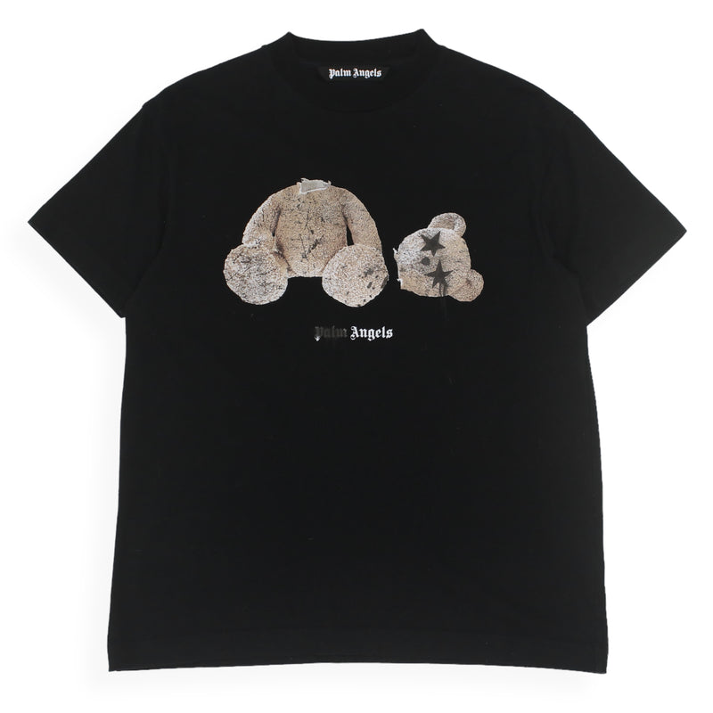 Palm Angels Bear Print Sprayed Eyes T-Shirt in Black, front