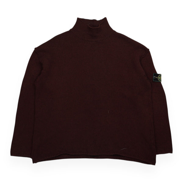 Stone Island A/W 95 Knitted Green Edge Mock Neck Pullover Jumper Sweatshirt