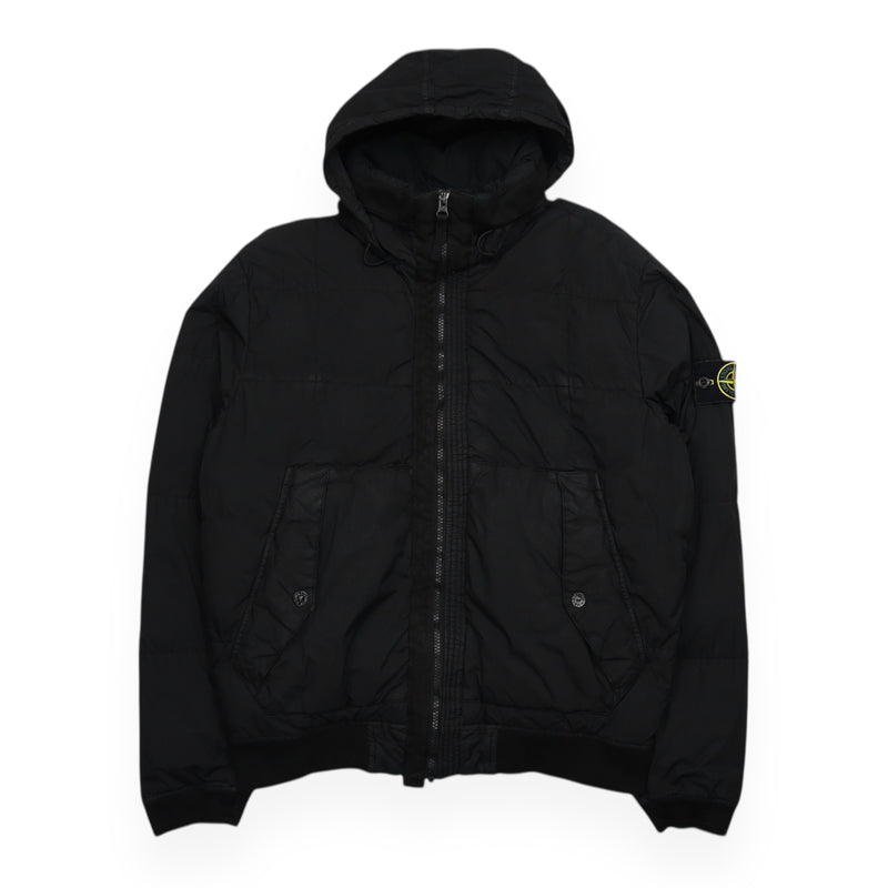 Stone Island A/W 18 Crinkle Reps Hooded Puffer Jacket in Black, front