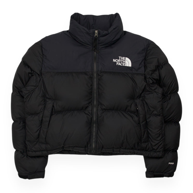 The North Face 700 Nuptse Cropped Puffer Jacket in Black, front