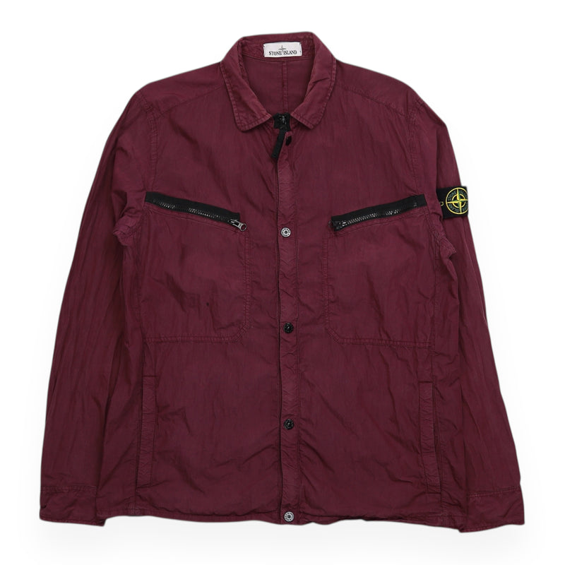 Stone Island S/S 15 Garment Dyed Twin Pocket Overshirt in Purple, front
