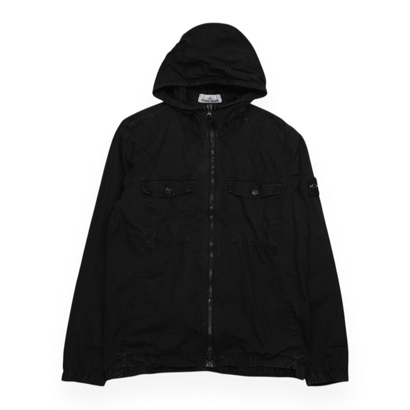 Stone Island A/W 18 Garment Dyed Hooded Zip Overshirt in Black, front
