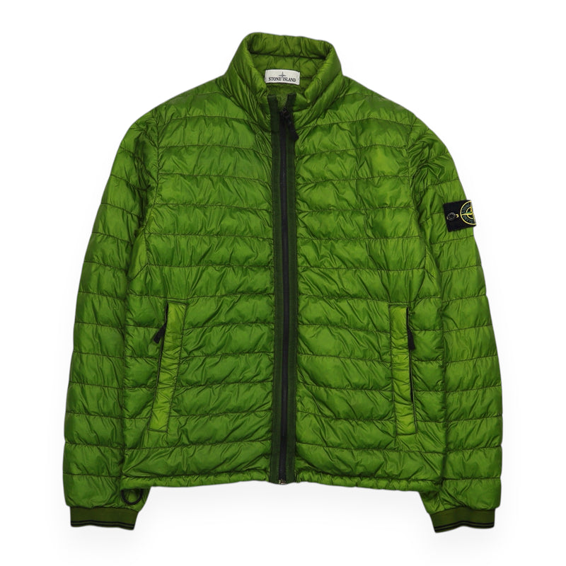 Stone Island S/S 14 Garment Dyed Down 26 GR X SQM Puffer Jacket in Green, front