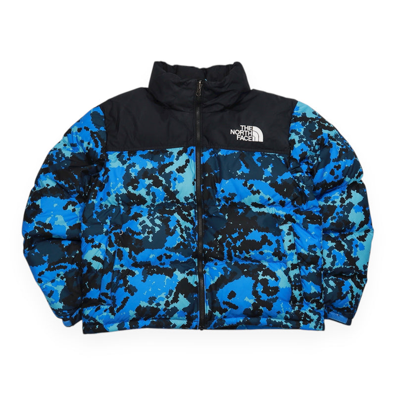 The North Face 700 Nuptse Blue Digi Puffer Jacket in Blue, front