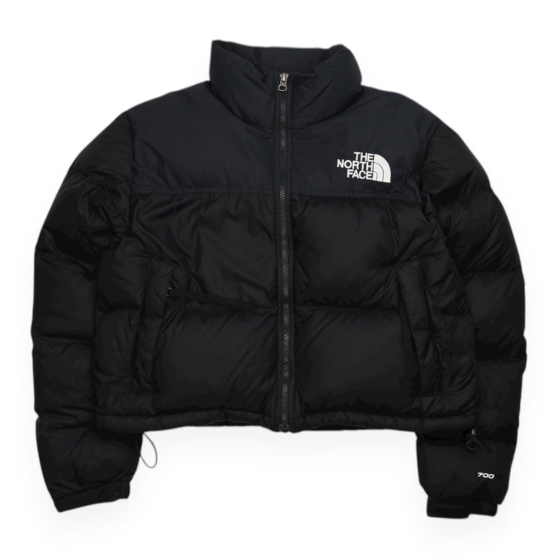 The North Face 700 Nuptse Cropped Puffer Jacket in Black, front