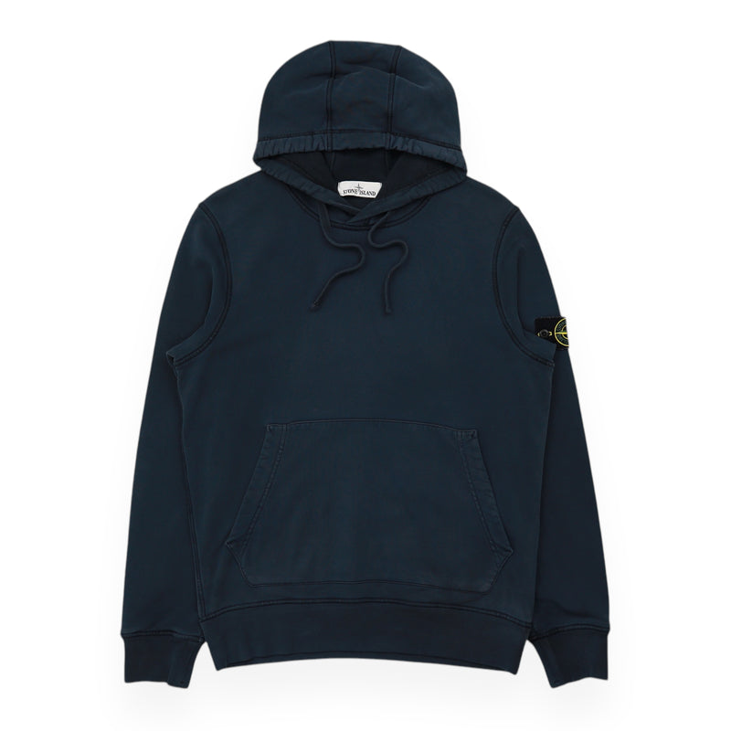 Stone Island S/S 21 Garment Dyed Hoodie in Navy, front