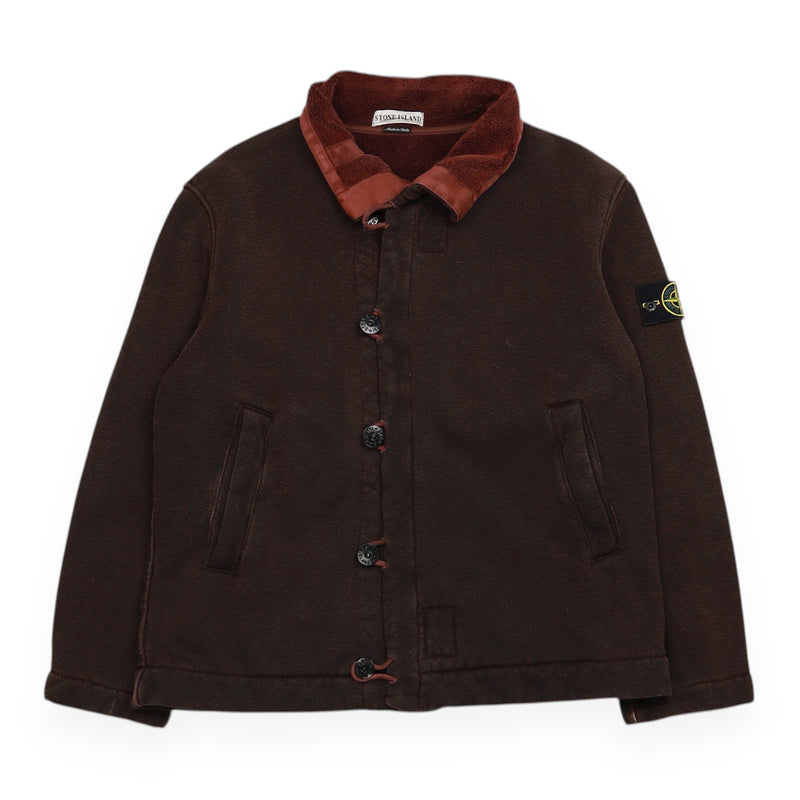 Stone Island A/W 00 Cotton Treated Fleece Jacket in Brown, front