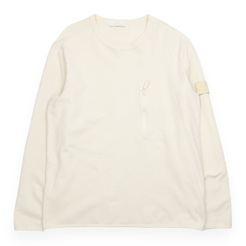 Stone Island A/W 17 Garment Dyed Ghost Crewneck Sweatshirt in White, front
