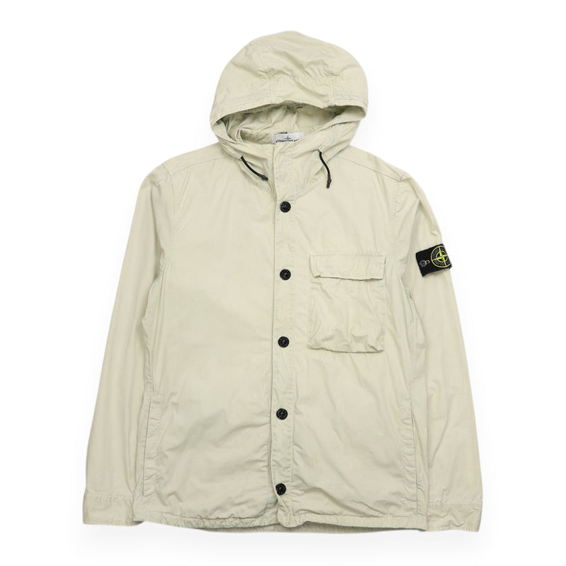 Stone Island S/S 18 Old Effect Hooded Overshirt in Pale Green, front