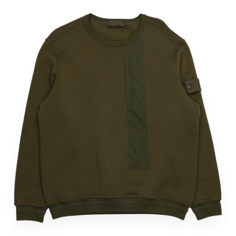 Stone Island A/W 19 Shadow Project Wool Crewneck Sweatshirt in Khaki Green, front