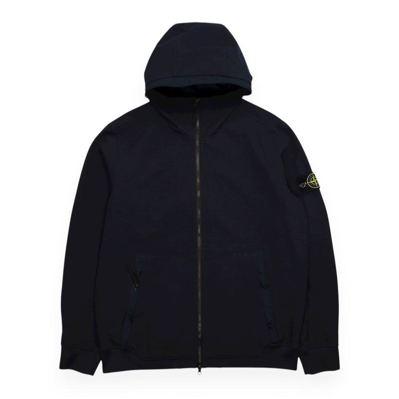 Stone Island A/W 22 Soft Shell-R e.dye Hooded Jacket in Navy, front