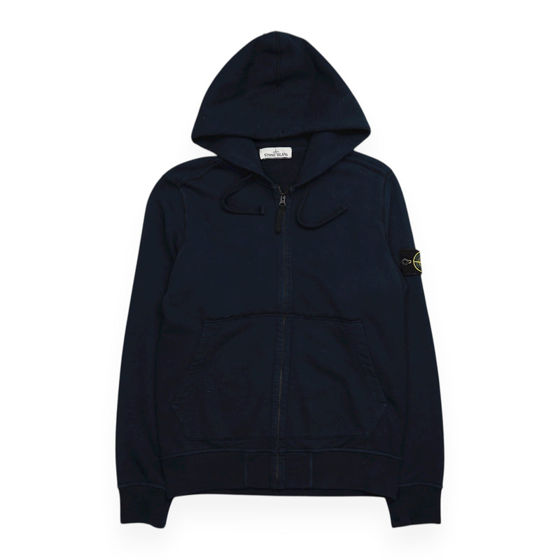 Stone Island S/S 18 Garment Dyed Full Zip Hoodie in Navy, front