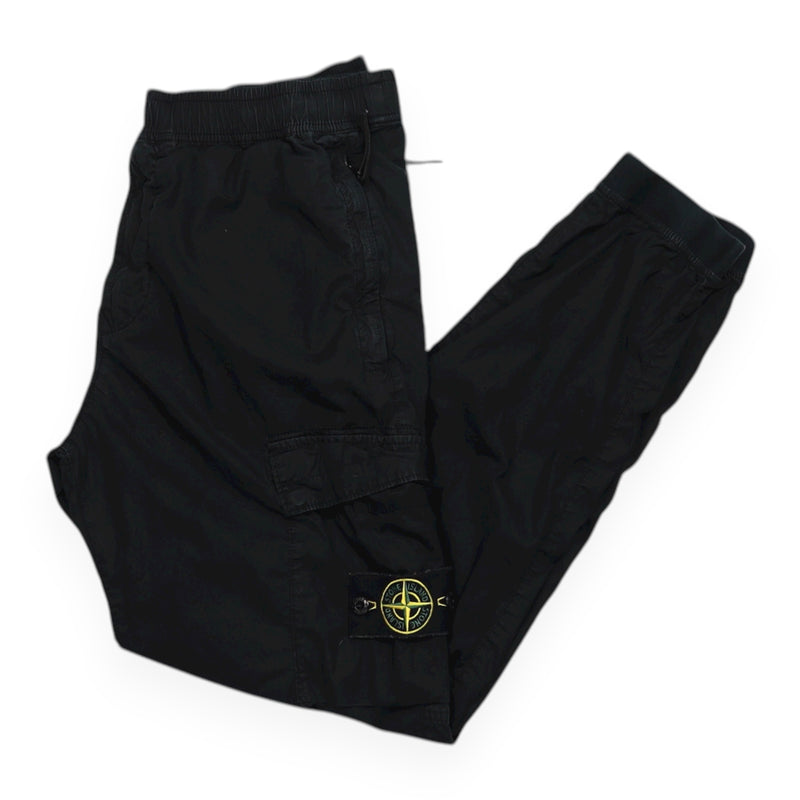 Stone Island S/S 23 Stretch Cotton Tela Cargo Pants in Black, front