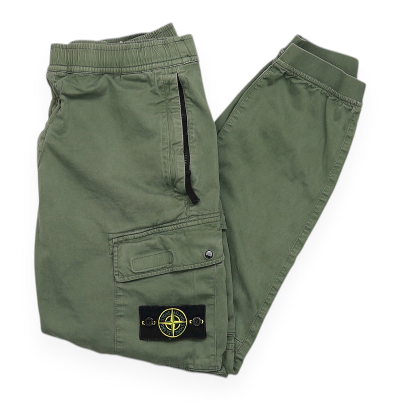 Stone Island A/W 21 Stretch Cotton Tela Cargo Pants in Green, front