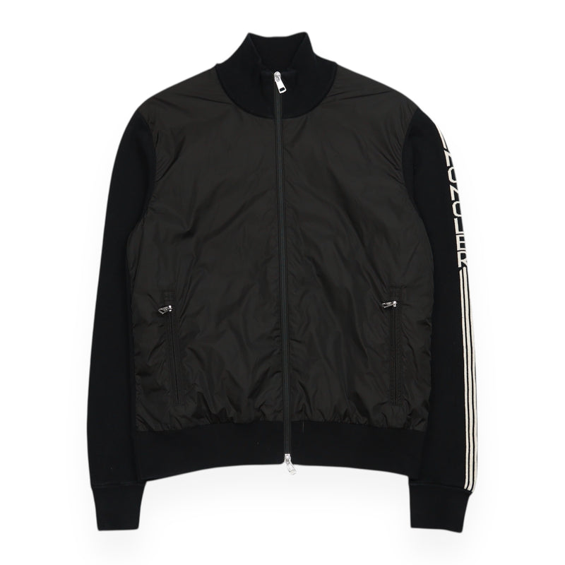 Moncler Padded Tricot Arm Cardigan Jacket in Black, front