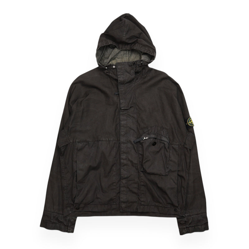 Stone Island S/S 04 Lino Flax Hooded Jacket in Black, front