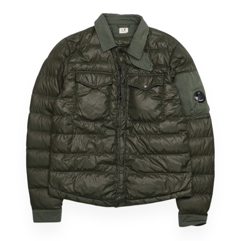 C.P. Company D.D. Shell Lens Down Puffer Jacket in Green, front