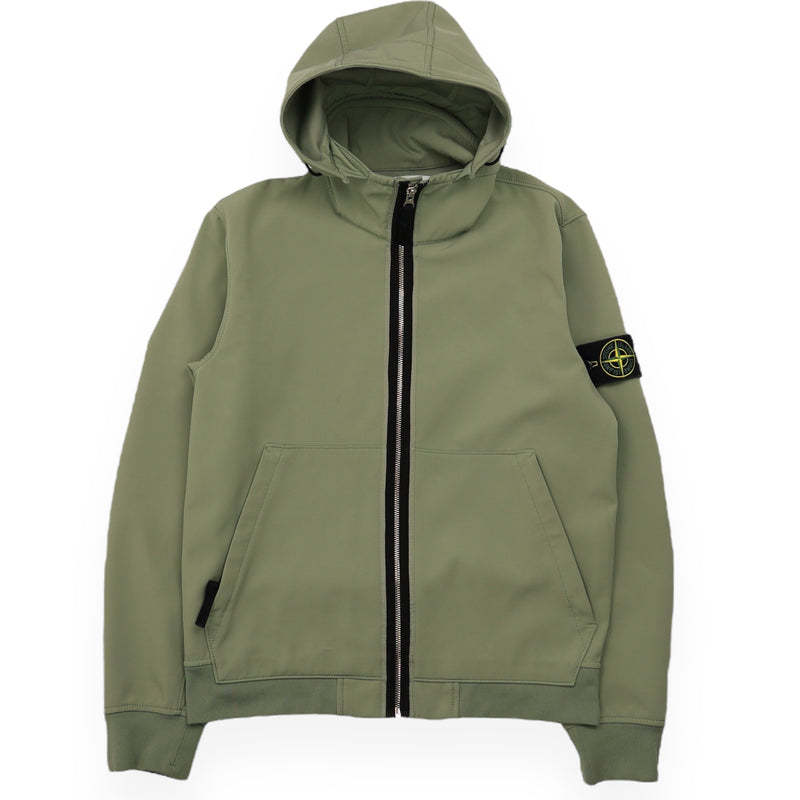 Stone Island Light Soft Shell-R Jacket in Green, front