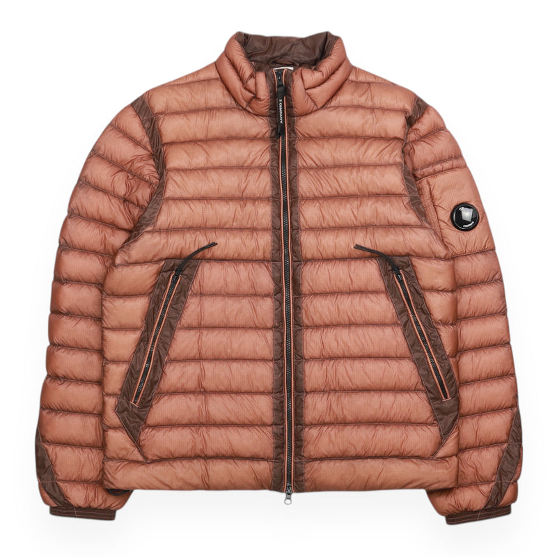 C.P. Company A/W 23 D.D. Shell Lens Down Jacket in Brown, front