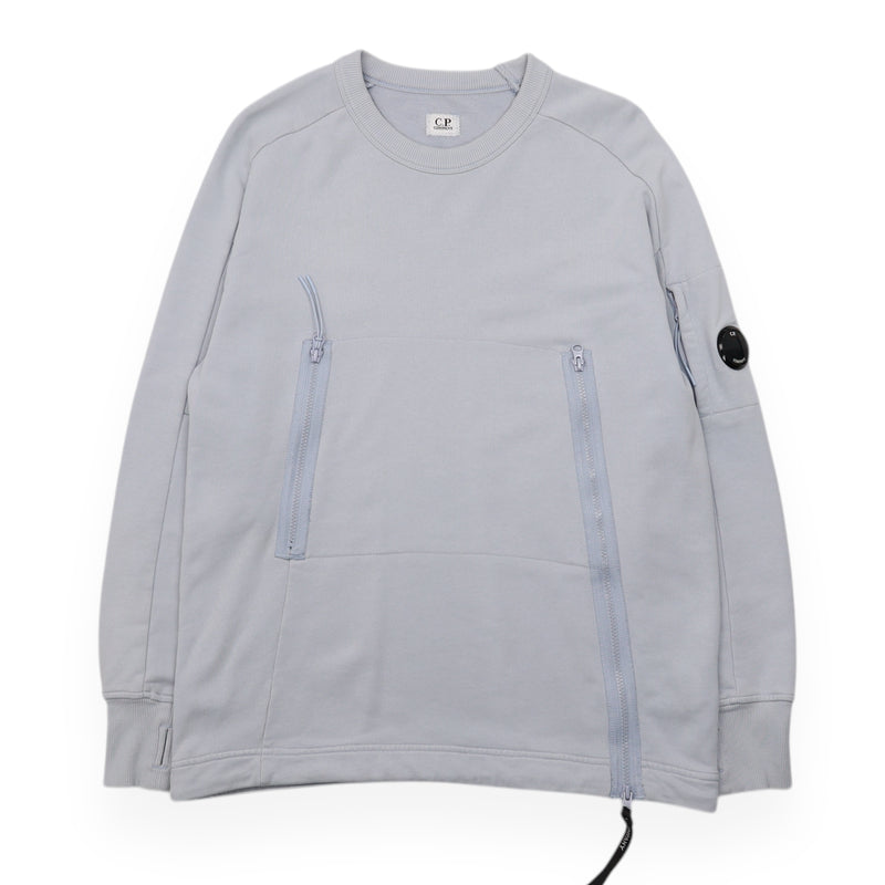 C.P. Company Wappen Zipper Lens Sweatshirt in Baby Blue, front