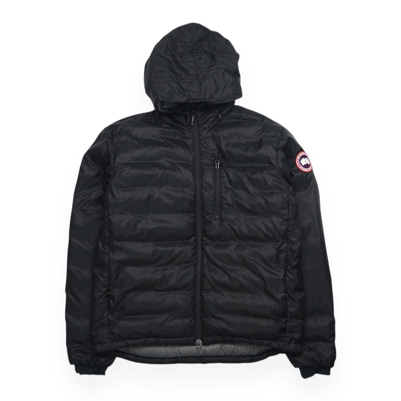 Canada Goose Lodge Down Hooded Puffer Jacket in Black, front