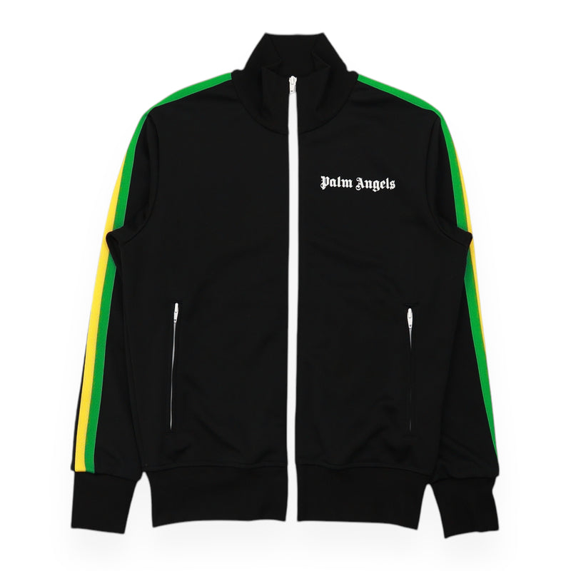 Palm Angels Rainbow Striped Track Jacket in Black, front