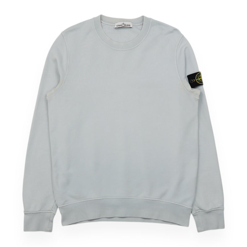 Stone Island S/S 21 Garment Dyed Sweatshirt in Baby Blue, front