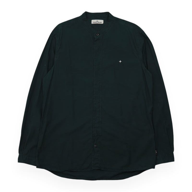 Stone Island A/W 17 Band Collar Shirt in Green, front