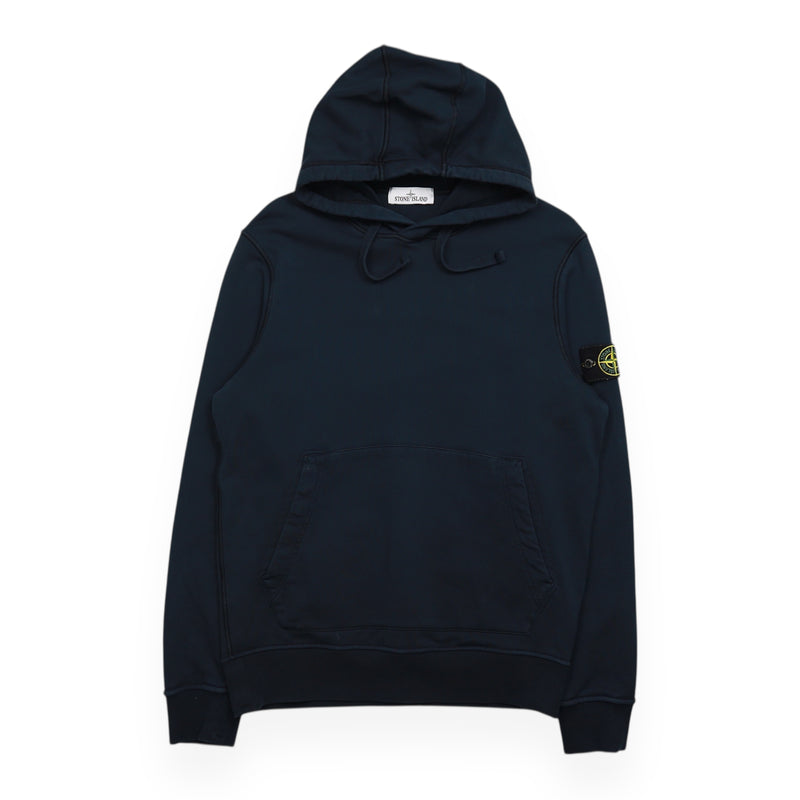 Stone Island S/S 22 Garment Dyed Popover Hoodie in Navy, front