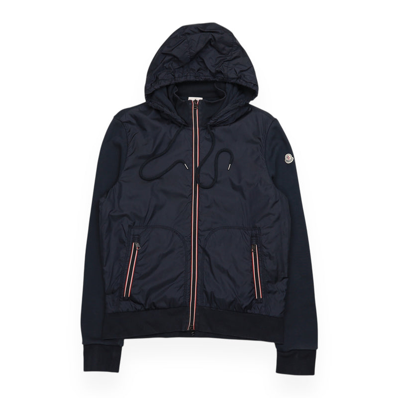 Moncler Maglia Cardigan Hooded Jacket in Navy, front