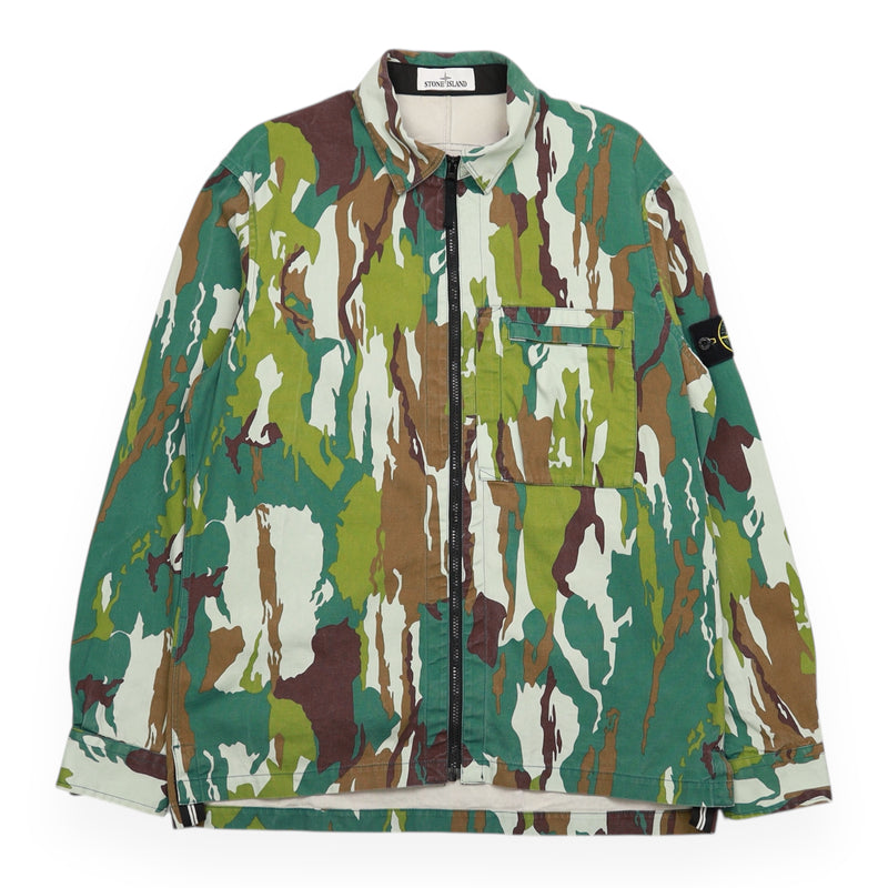 Stone Island S/S 15 Flowing Camo Overshirt in Green, front