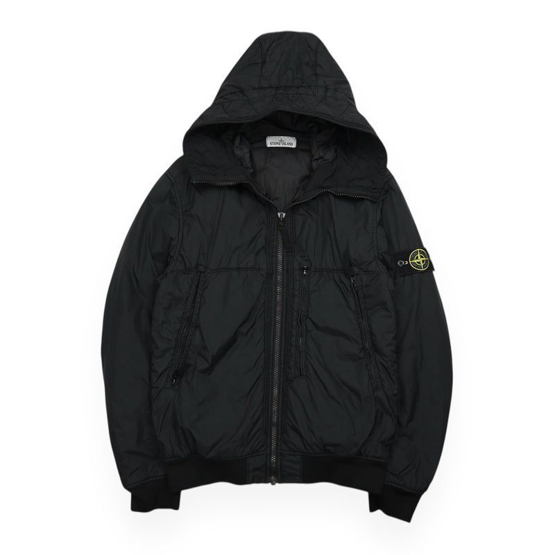Stone Island A/W 19 Crinkle Reps NY Hooded Jacket in Black, front