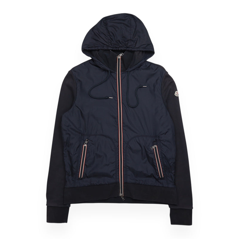 Moncler Maglia Cardigan Hooded Jacket in Navy, front