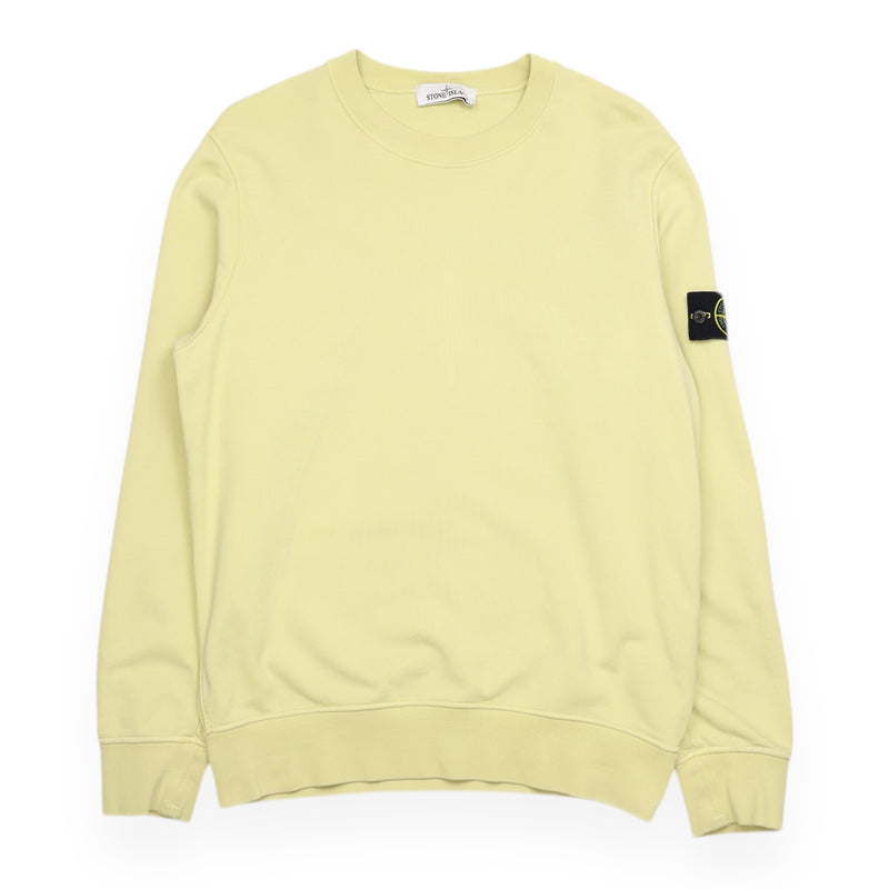 Stone Island S/S 22 Garment Dyed Sweatshirt in Yellow, front