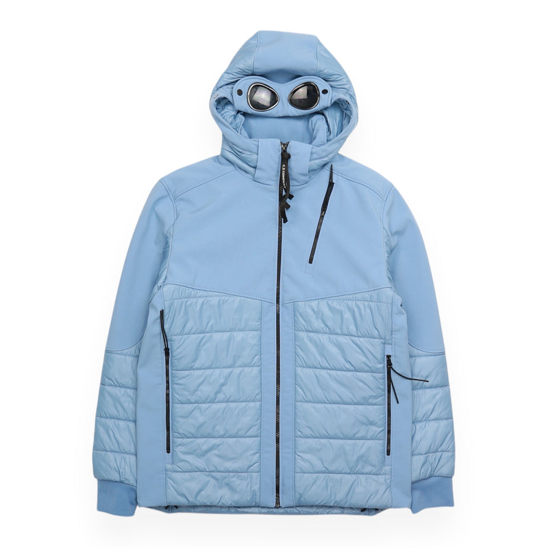 C.P. Company Hybrid Soft Shell Puffer Jacket in Baby Blue, front
