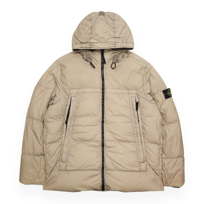 Stone Island A/W 20 Garment Dyed Crinkle Reps NY Down Jacket in Khaki, front