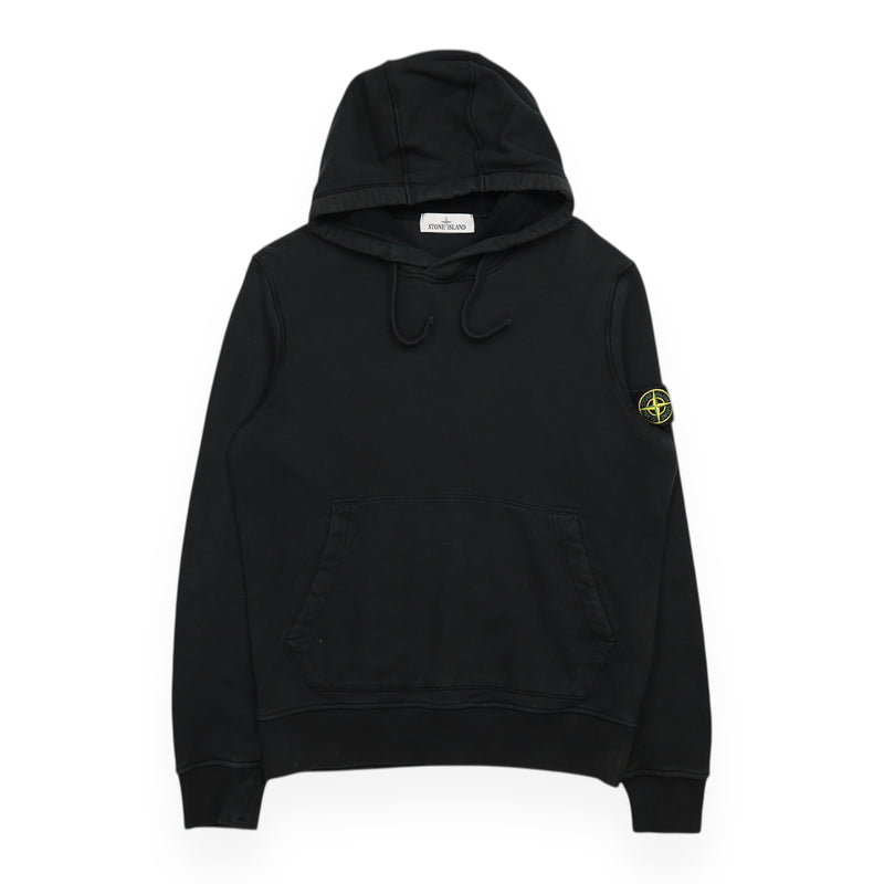 Stone Island A/W 22 Garment Dyed Popover Hoodie in Black, front