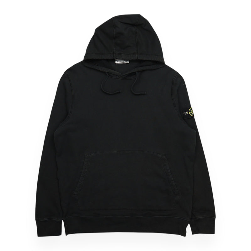 Stone Island A/W 22 Garment Dyed Popover Hoodie in Black, front