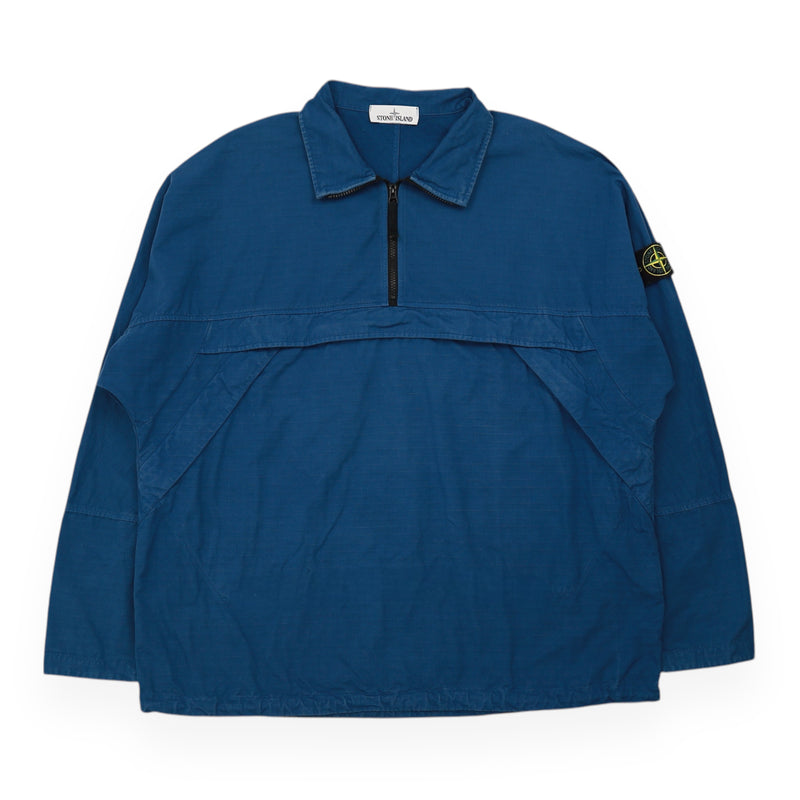 Stone Island A/W 20 Ripstop Half Zip Smock Jacket in Blue, front