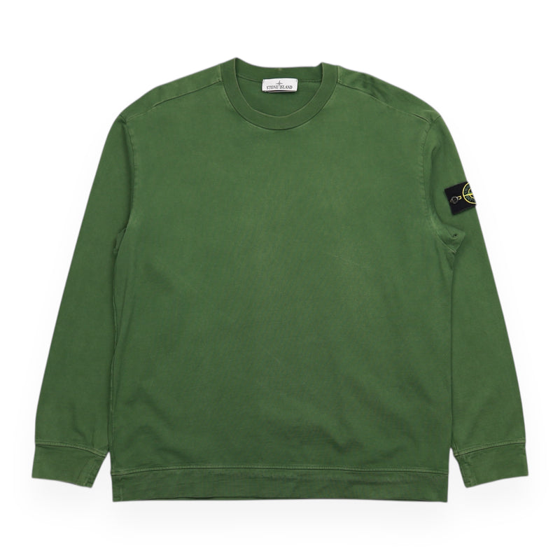 Stone Island A/W 22 Garment Dyed Gauzed Cotton Sweatshirt in Green, front