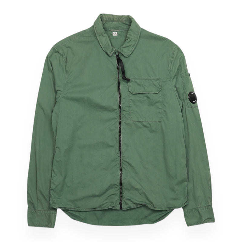 C.P. Company S/S 21 Gabardine Lens Overshirt in Green, front