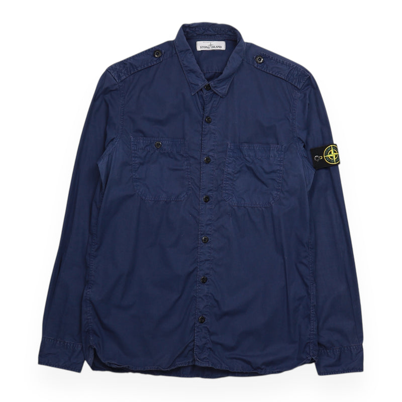 Stone Island A/W 14 Button Up Overshirt in Blue, front